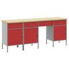 vidaXL Werk Cabinet met lade met opslag 4 pcs Rood 200 x 55 x 85 cm