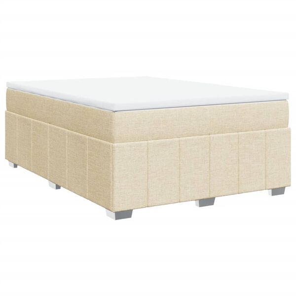 vidaXL Boxspring met matras stof cr&egrave;mekleurig 160x200 cm