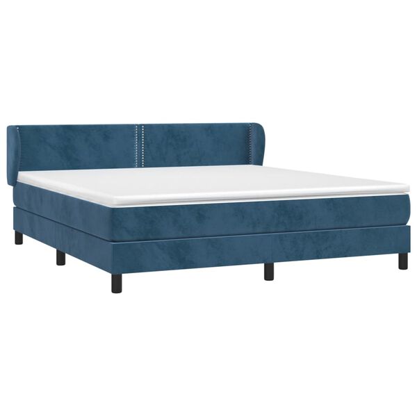vidaXL Boxspring met matras fluweel donkerblauw 180x200 cm