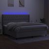 vidaXL Boxspring met matras en LED stof lichtgrijs 200x200 cm