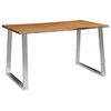 vidaXL Eettafel 140x80x75 cm massief acaciahout en roestvrij staal
