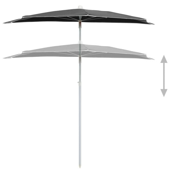 vidaXL Parasol half met paal 180x90 cm antracietkleurig