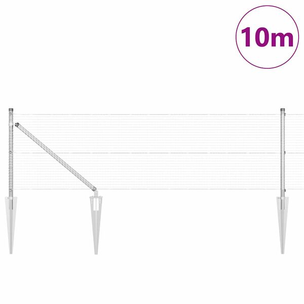 vidaXL Afrasteringspaal Zilver 10 x 0,6 m (19 x 19 mm gaas) Staal
