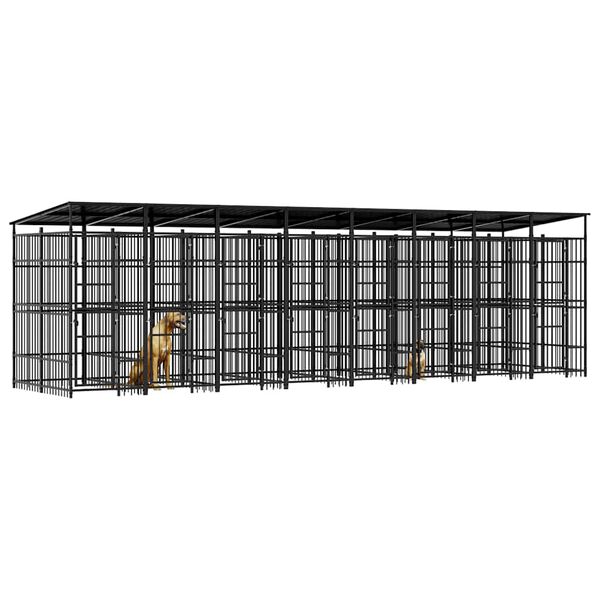vidaXL Hondenkennel met dak 14,75 m&sup2; staal