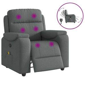 vidaXL Massagestoel in donkergrijze stof