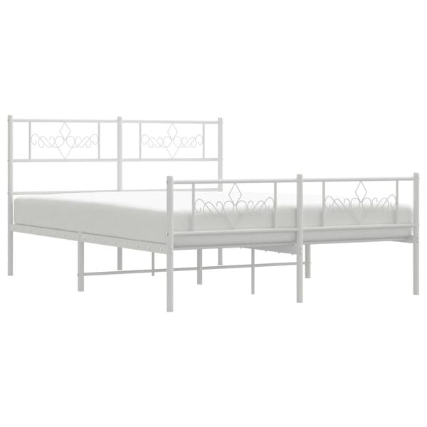 vidaXL Bedframe met hoofd- en voeteneinde metaal wit 140x200 cm