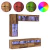 vidaXL TV-kast met LED Wandgemonteerd 7 pcs Oudhout Bewerkt hout