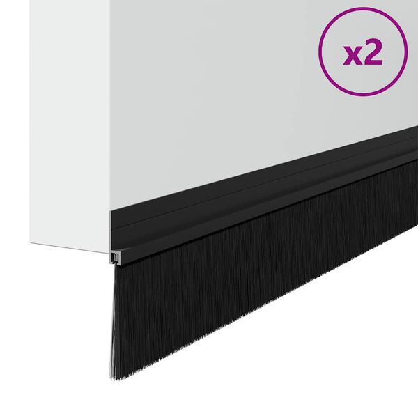 vidaXL Zelfklevende Deurborstels 2 pcs Zwart 100 cm Aluminium Legering