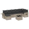 vidaXL 8-delige Loungeset met kussens poly rattan lichtgrijs