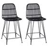 vidaXL Barkruk 2 st Zwart 44 x 54 x 96 cm Rattan en staal