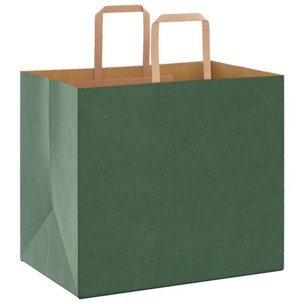 vidaXL Papieren zakken 250 st met hengsels 32x22x28 cm groen