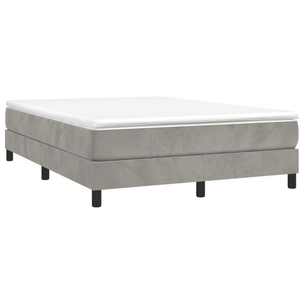 vidaXL Boxspring bed 140x190 cm fluweel lichtgrijs