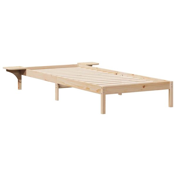 vidaXL Bedframe met Zijtafels Naturel 100 x 220 cm Massief grenenhout