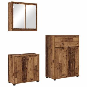 vidaXL Badkamermeubelset met lade met wiel 3 pcs Oud Hout Bewerkt hout