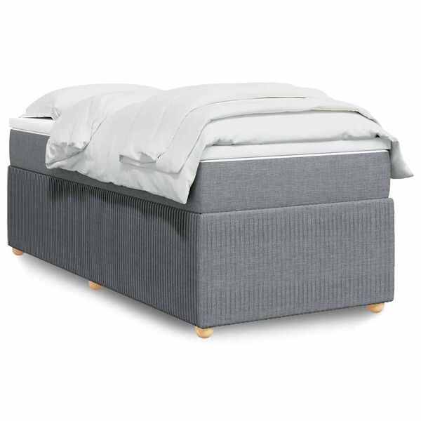 vidaXL Boxspring met matras stof lichtgrijs 100x200 cm