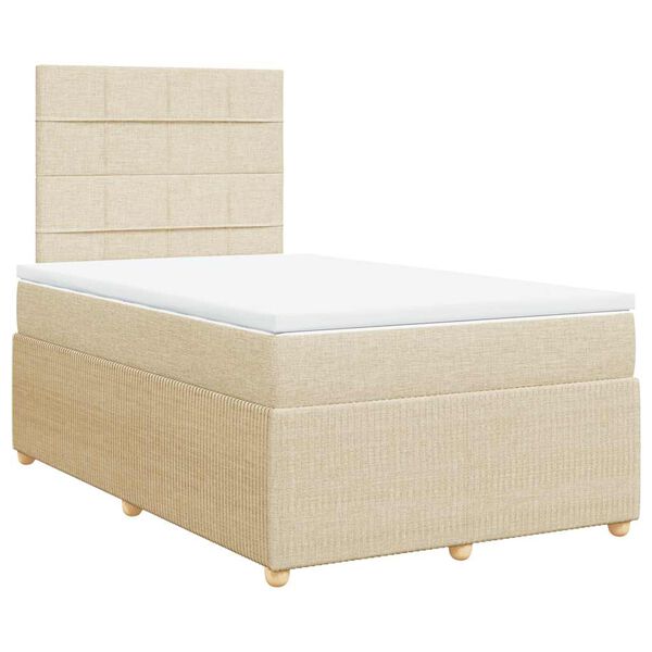 vidaXL Boxspring met matras stof cr&egrave;mekleurig 120x190 cm