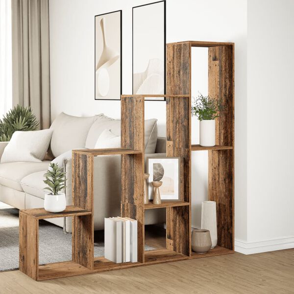 vidaXL Kamerscherm / boekenkast 143,5x29x143,5 cm hout oud hout