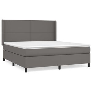 vidaXL Boxspring met matras kunstleer grijs 160x200 cm
