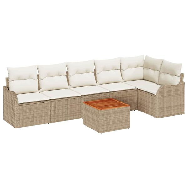 vidaXL Tuin Sofa Set 7 pcs Beige Poly riet