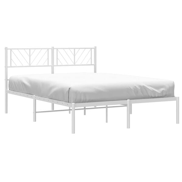 vidaXL Bedframe met hoofdbord metaal wit 120x200 cm