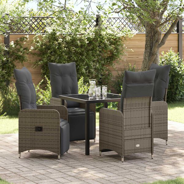 vidaXL Tuin eettafelset met kussen 5 pcs Beige poly rattan