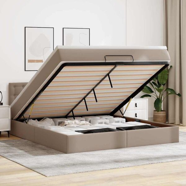 vidaXL Ottoman bed met matras 180x200cm kunstleer cappuccinokleurig