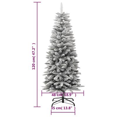 vidaXL Kunstkerstboom met sneeuw smal 120 cm PVC en PE