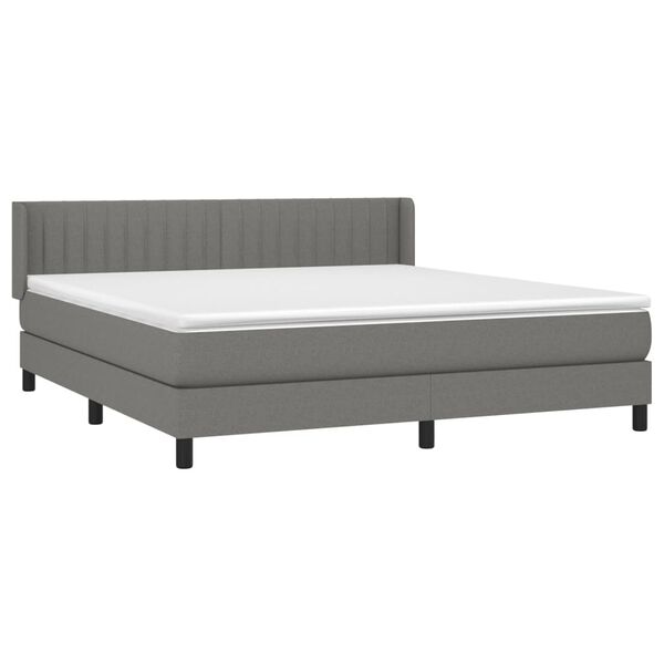 vidaXL Boxspring met matras stof donkergrijs 180x200 cm