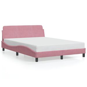 vidaXL Bedframe met hoofdeinde "Dover" 140x200 cm fluweel roze