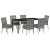 vidaXL Tuin eettafelset 7 st Grijs Gepoedercoat staal