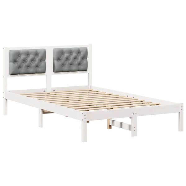 vidaXL Bedframe Lichtgrijs 135 x 190 cm Massief grenenhout
