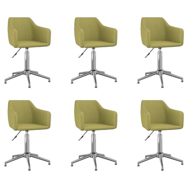 vidaXL Eetkamerstoelen draaibaar 6 st stof groen