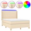 vidaXL Boxspring met matras en LED stof cr&egrave;mekleurig 140x200 cm