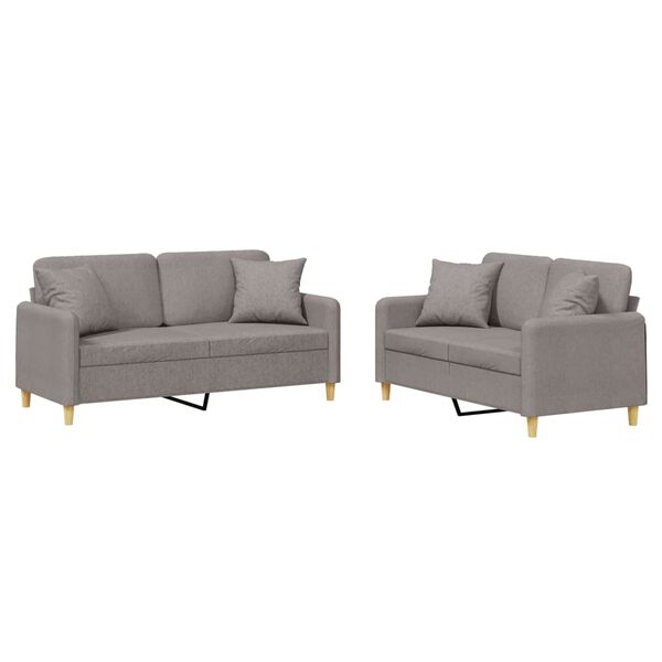 vidaXL 2-delige Loungeset met kussens stof taupe