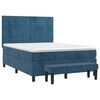 vidaXL Boxspring met matras fluweel donkerblauw 140x200 cm
