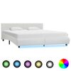 vidaXL Bedframe met LED kunstleer wit 180x200 cm