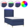 vidaXL Boxspring met matras en LED stof blauw 90x200 cm