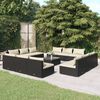 vidaXL 13-delige Loungeset met kussens poly rattan zwart