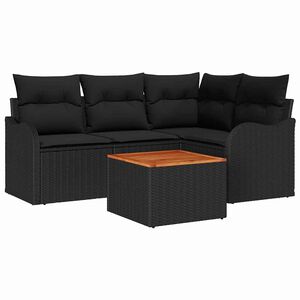 vidaXL Tuinbankenset met kussen 5 pcs Zwart poly rattan