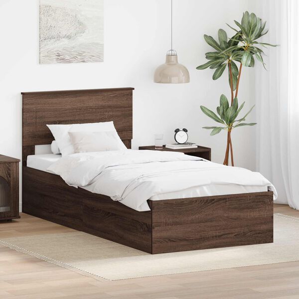 vidaXL Bedframe met hoofdeinde Bruin Eiken 120 x 200 cm Bewerkt hout