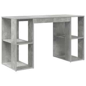 vidaXL Bureau met plank Beton Grijs 130 x 50.5 x 75 cm Bewerkt hout