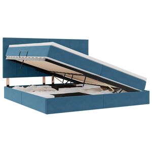 vidaXL Opbergbed met LED met matras Donkerblauw 200 x 200 cm Fluweel