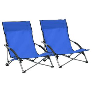 vidaXL Opklapbare stoelen, 2 stuks, blauwe stof