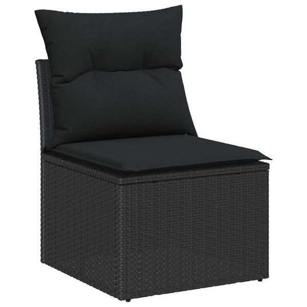 vidaXL Tuinbankenset met kussen 9 pcs Zwart poly rattan