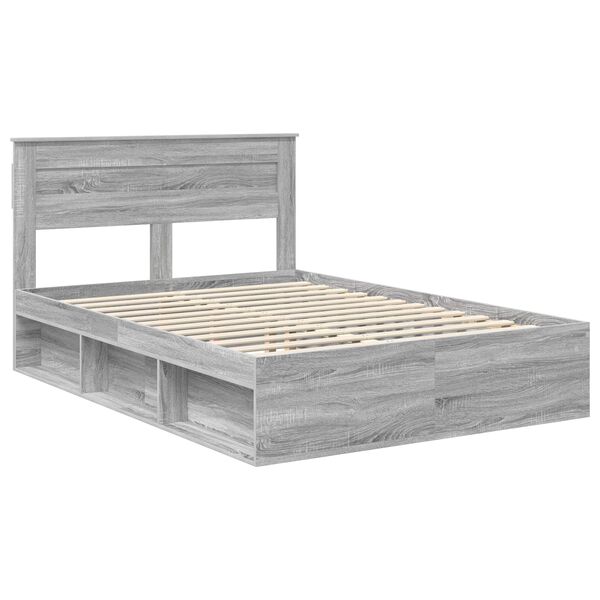 vidaXL Bedframe Grijs Sonoma 160 x 200 cm Massief grenenhout