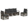 vidaXL Tuinbankenset 5 pcs Grijs poly rattan