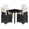 vidaXL 5-delige Bistroset met kussens poly rattan zwart