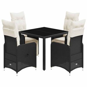 vidaXL 5-delige Bistroset met kussens poly rattan zwart
