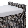 vidaXL Opslagbank met kussen Zwart gewassen 110 x 40 x 50 cm Rattan