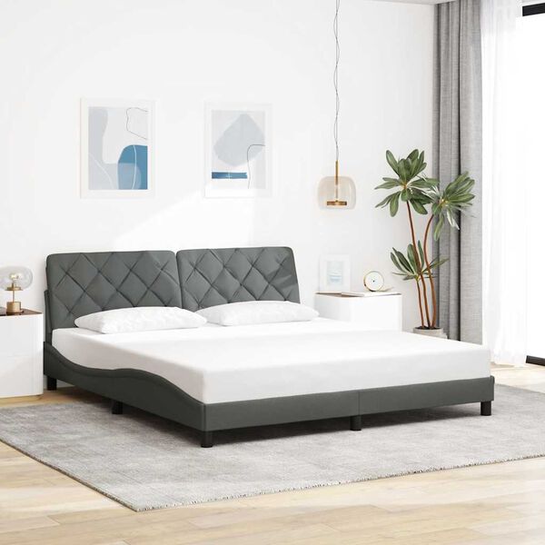 vidaXL Bedframe zonder matras stof donkergrijs 180x200 cm